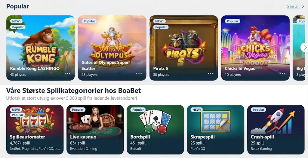 Play BoaBet – over 4 900 spill tilgjengelig